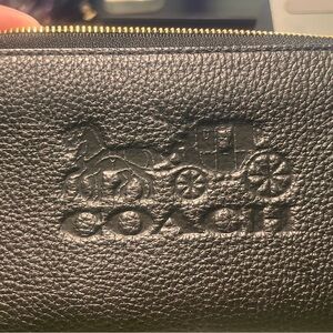 Coach Black Textured Leather Pouch